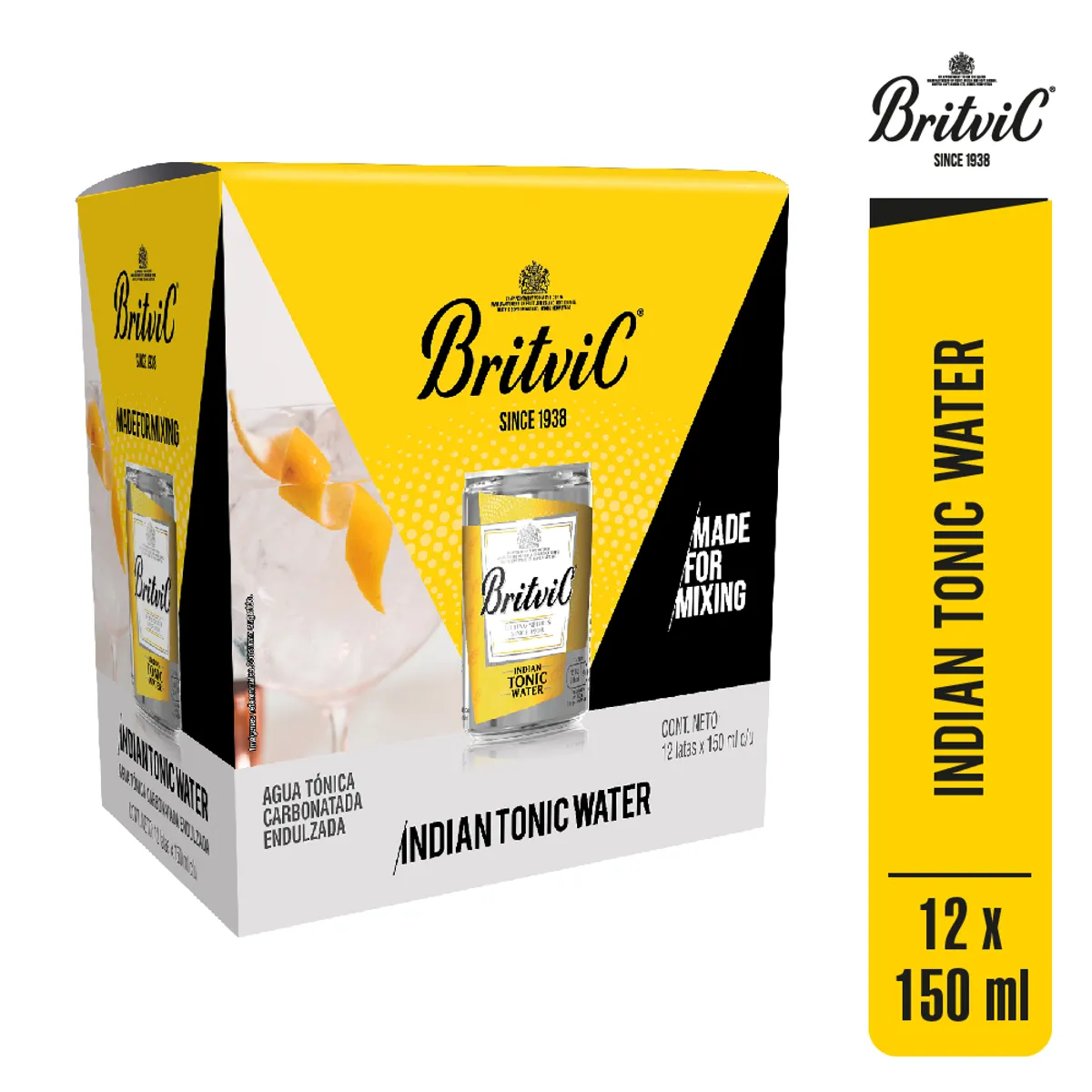 BRITVIC - Agua Tónica Britvic India Pack 12 Latas 150 mL
