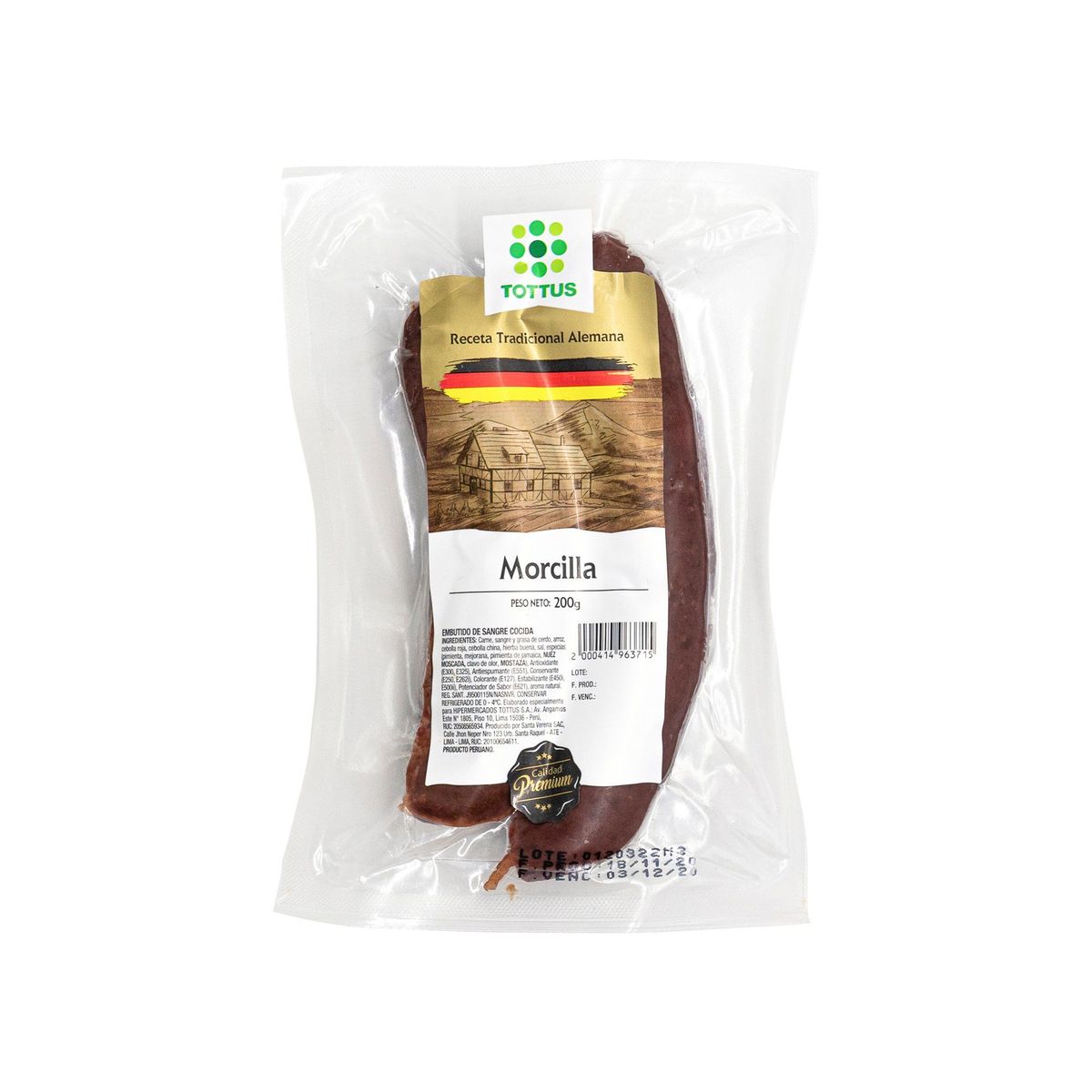 TOTTUS - Morcilla Tottus Empaque 200 g