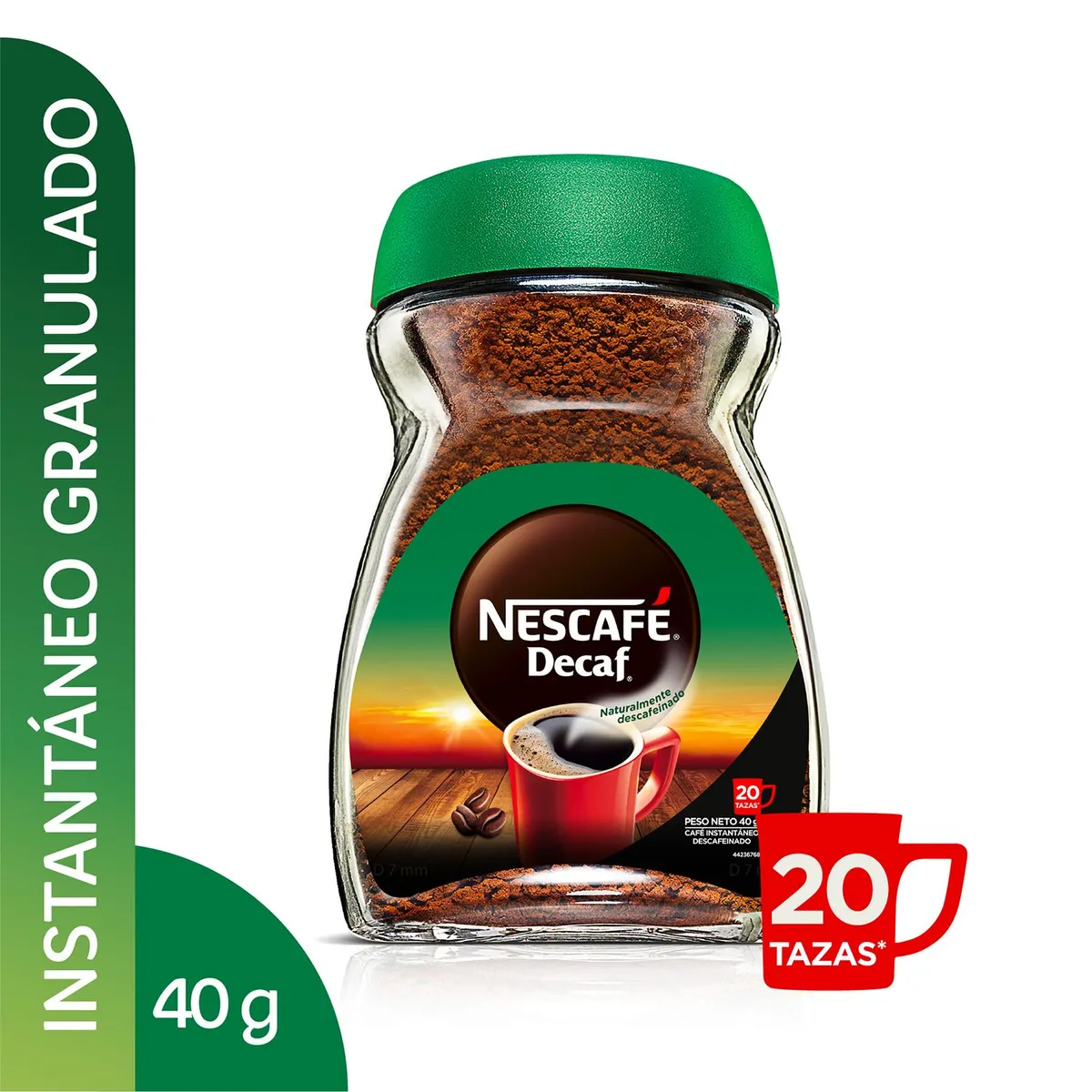 NESCAFE - Café Descafeinado Instantáneo Nescafé Original Envase 40 g