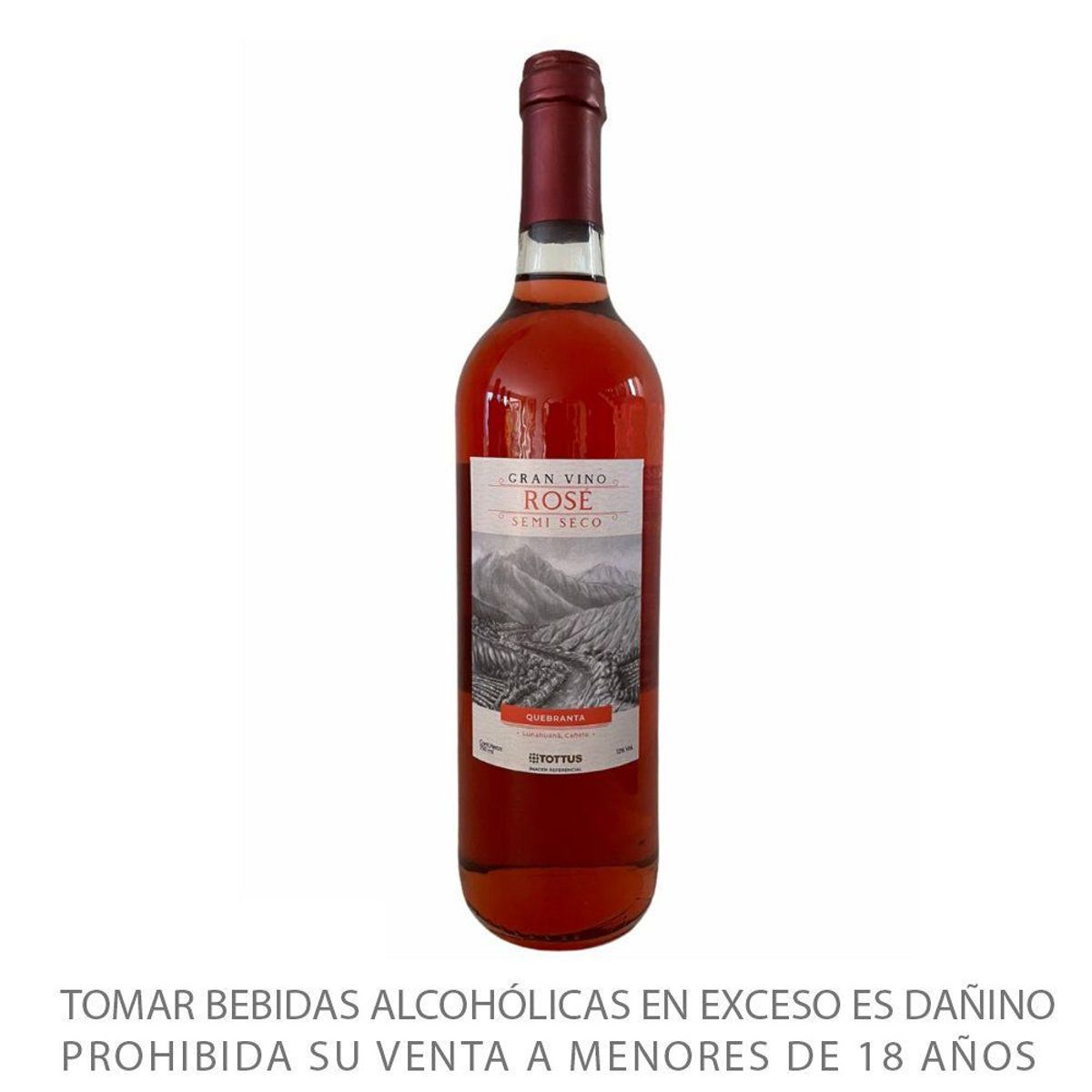 TOTTUS - Vino Rosé Semiseco Tottus Botella 750 mL