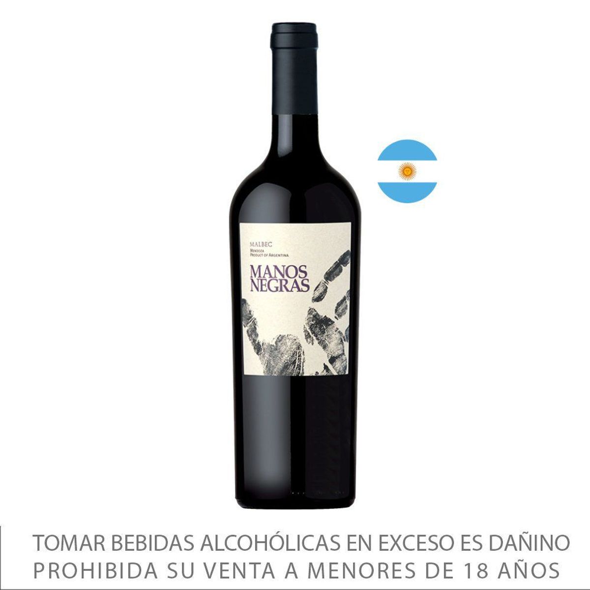 MANOS NEGRAS - Vino Tinto Manos Negras Malbec Botella 750 mL