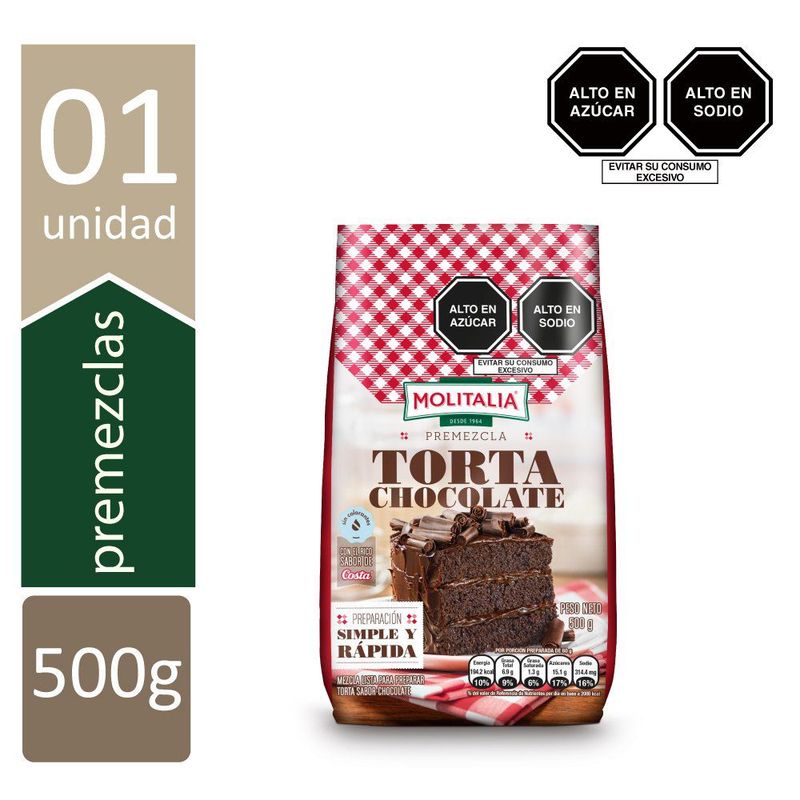 MOLITALIA - Premezcla Torta de Chocolate Molitalia Bolsa 500 g