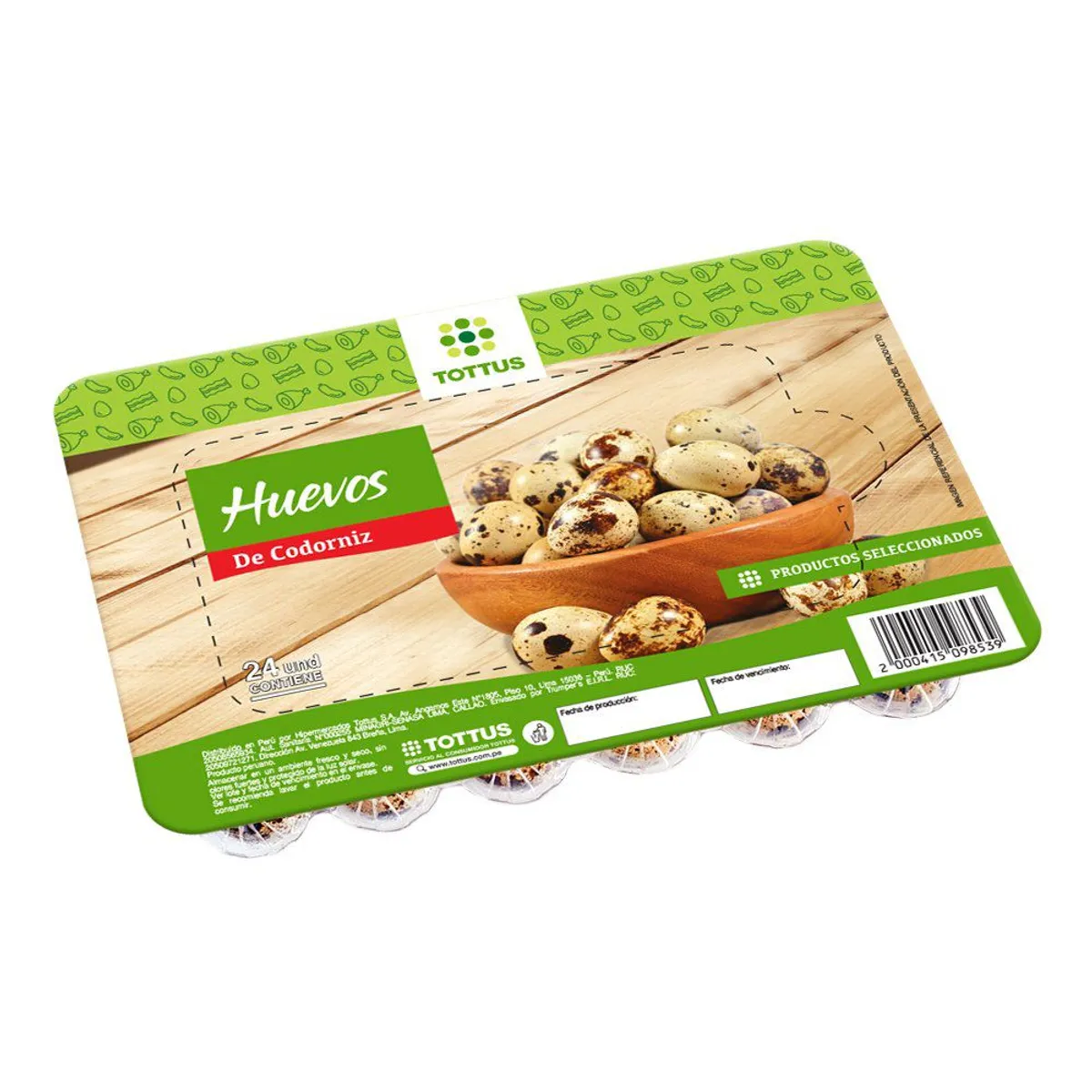 TOTTUS - Huevos de Codorniz Tottus Bandeja 24 Und