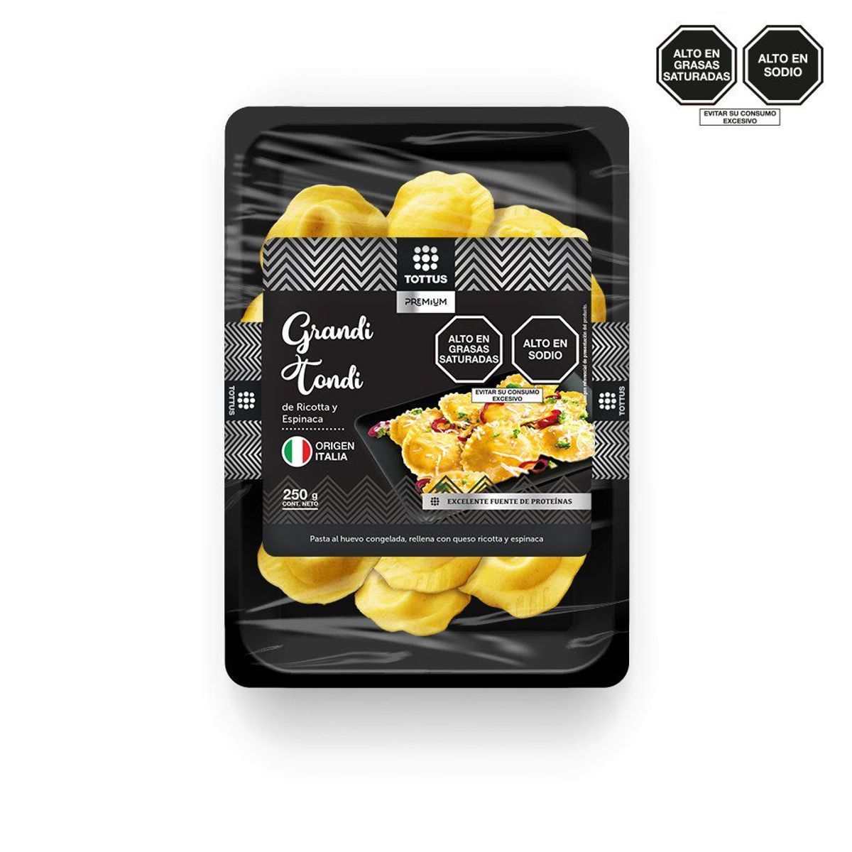 TOTTUS - Pasta Grandi Tondi de Ricotta y Espinaca Tottus Empaque 250 g