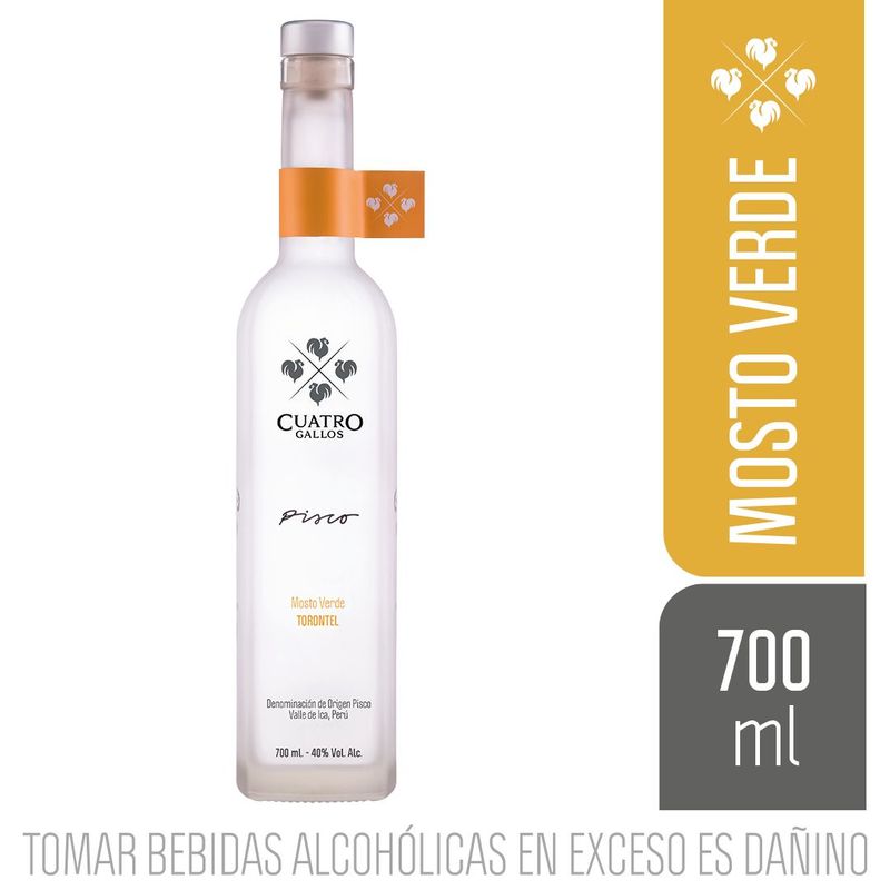 CUATRO GALLOS - Pisco Mosto Verde Torontel Cuatro Gallos Botella 700 mL