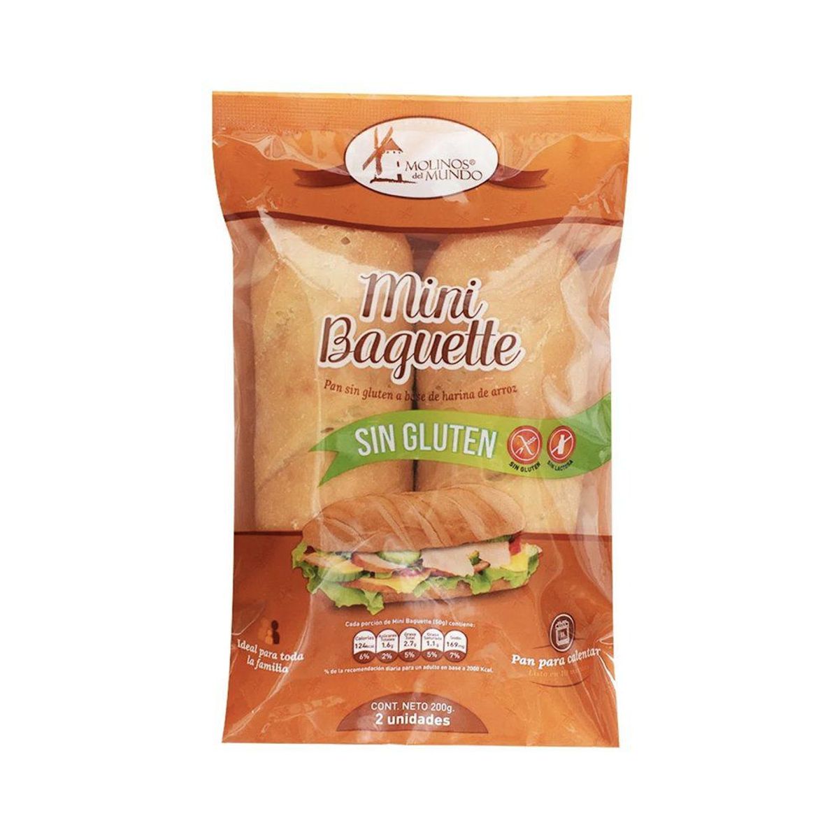 MOLINOS DEL MUNDO - Pan Mini Baguette Molinos del Mundo Bolsa 2 Und