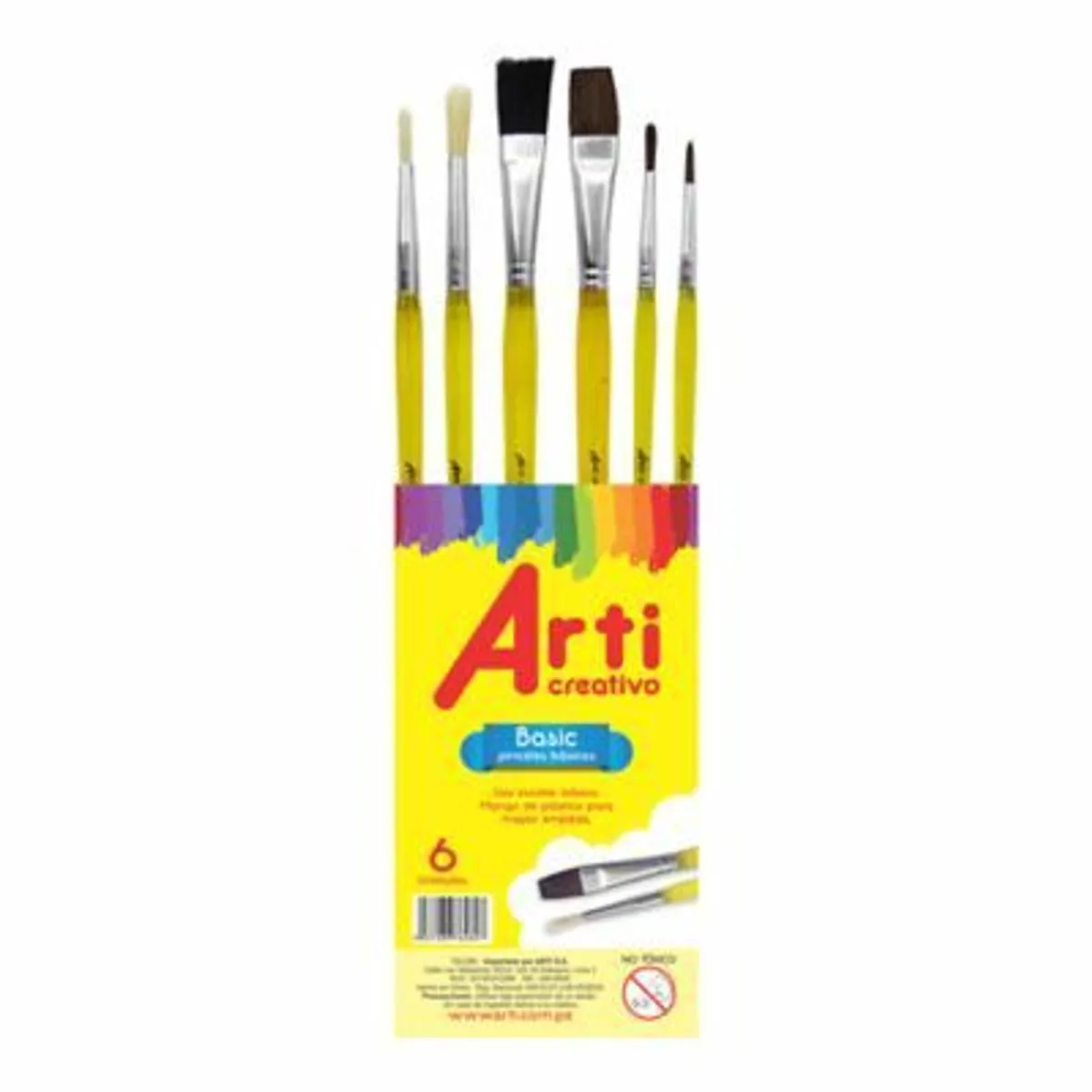 ARTI CREATIVO - Pinceles Arti Creativo Basic Pack 6 Und