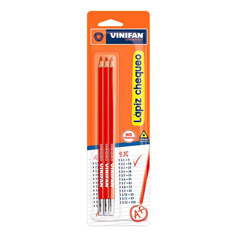 VINIFAN - Lápiz Vinifan Chequeo Color Rojo Blíster 3 Und