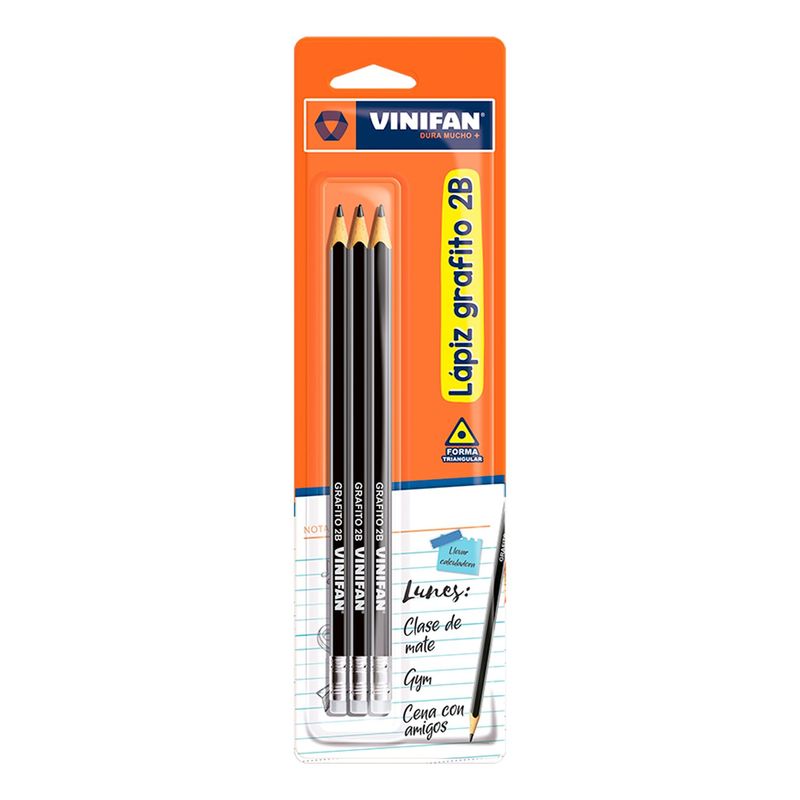 VINIFAN - Lápiz Vinifan de Grafito 2B Blíster 3 Und