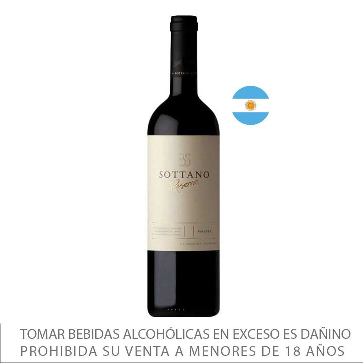 SOTTANO - Vino Tinto Sottano Reserva Malbec Botella 750 mL