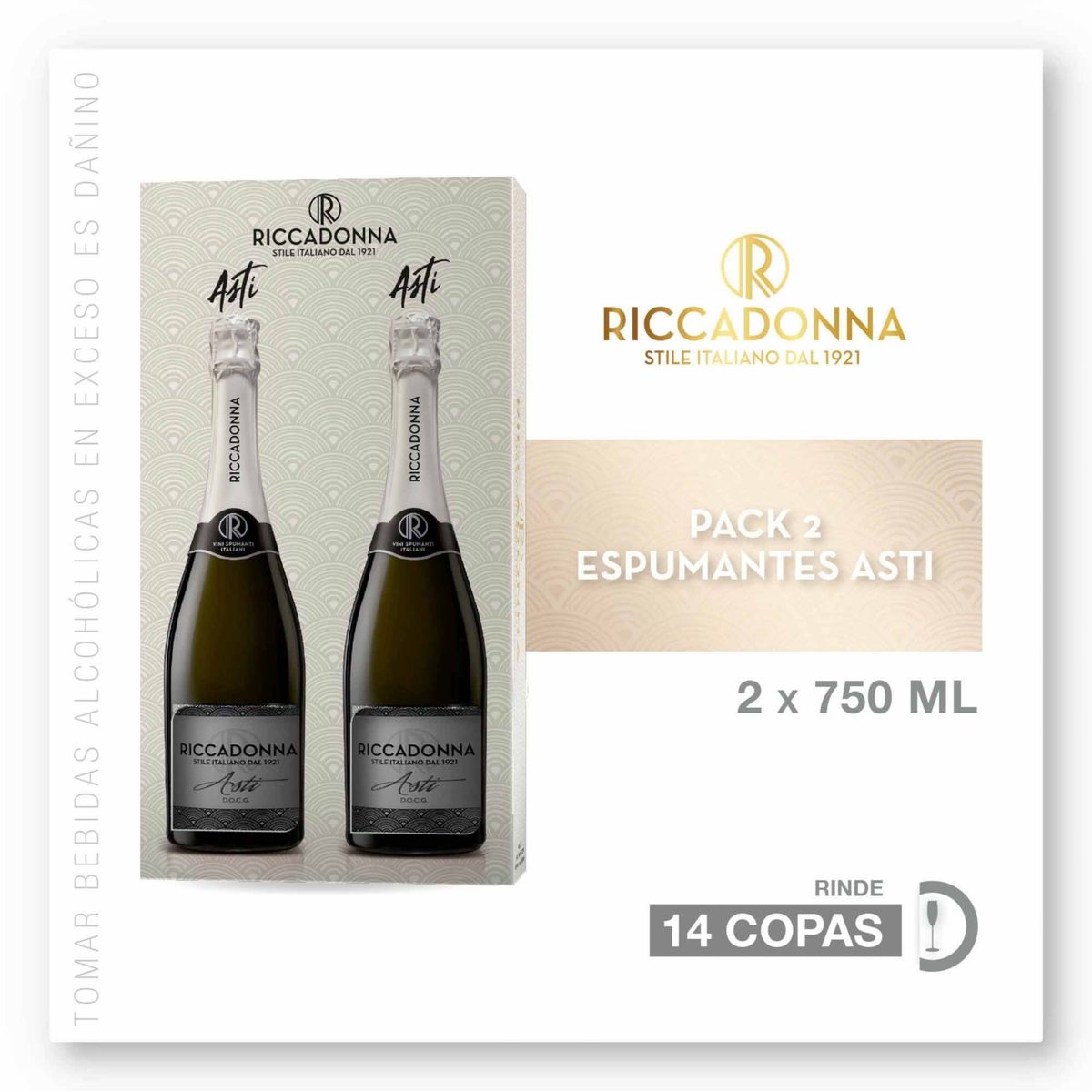 RICCADONNA - Espumante Riccadona Asti Pack 2 Botellas 750 mL