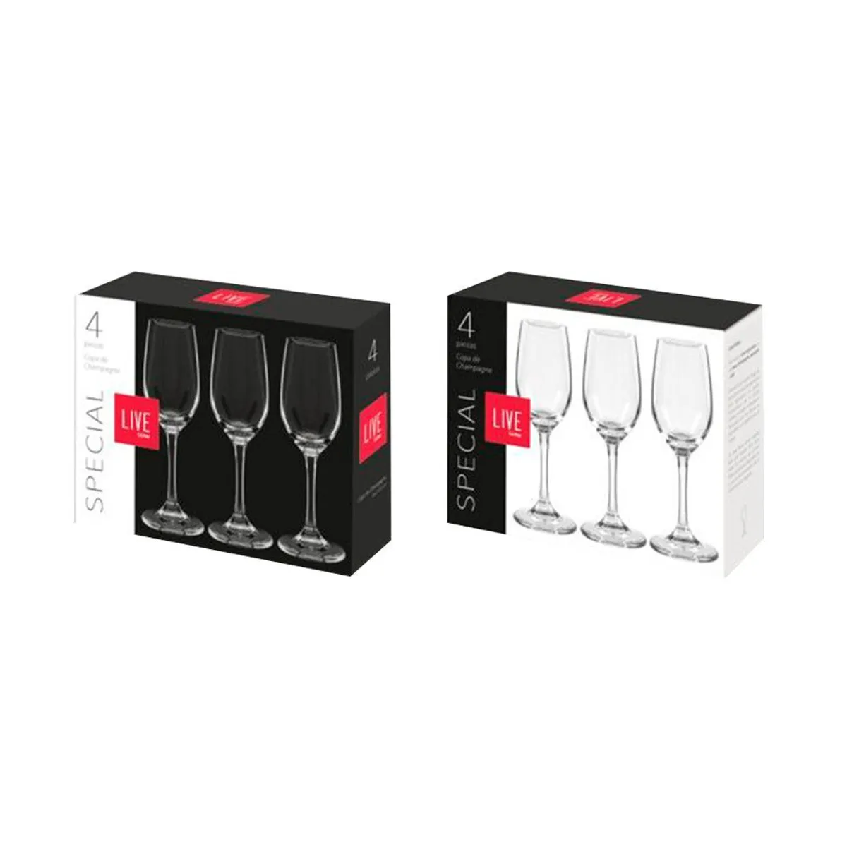 LIVE - Juego de Copas Champagne Vidrio Brunello Live