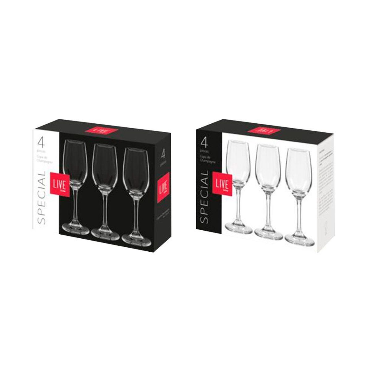 LIVE - Juego de Copas Champagne Vidrio Brunello Live