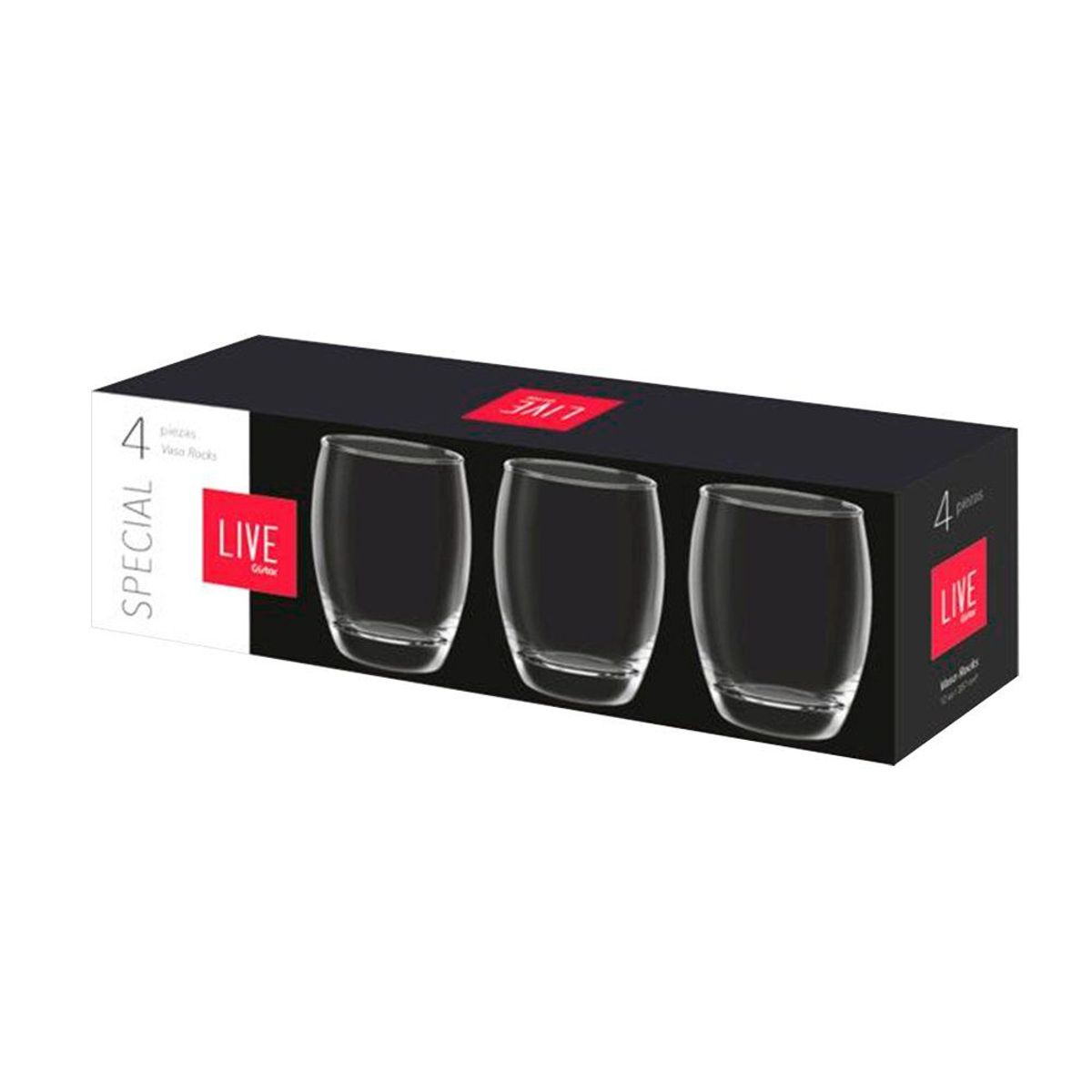 LIVE - Juego de Vasos Vidrio Dubai Rocks Live 4 Pzas