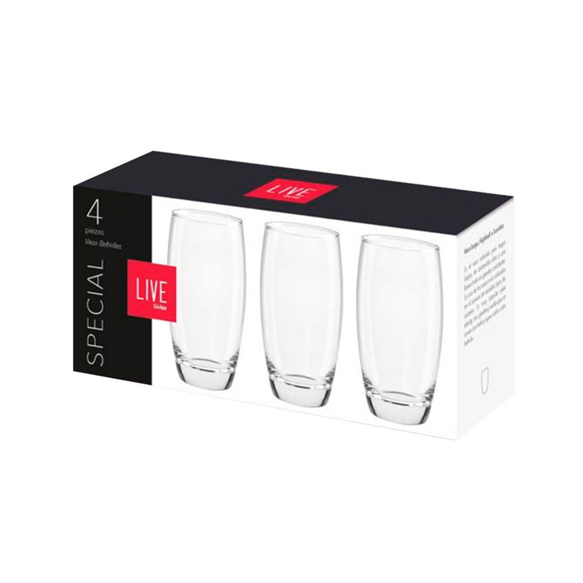 LIVE - Juego de Vasos Vidrio Dubai Bebidas Live 4 Pzas