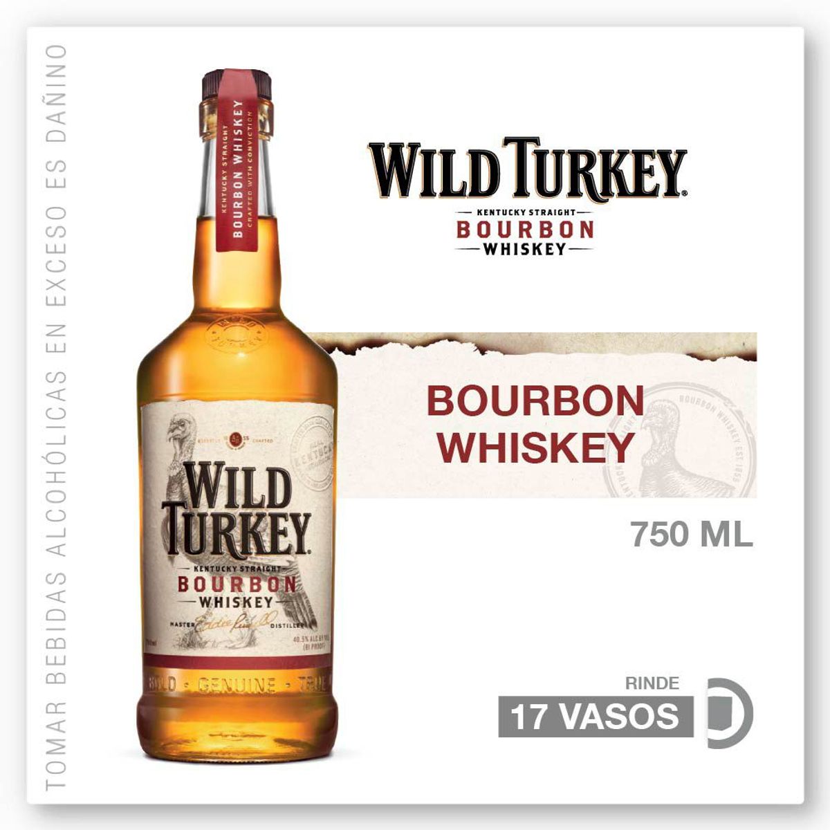 WILD TURKEY - Whisky Wild Turkey Bourbon Botella 750 mL