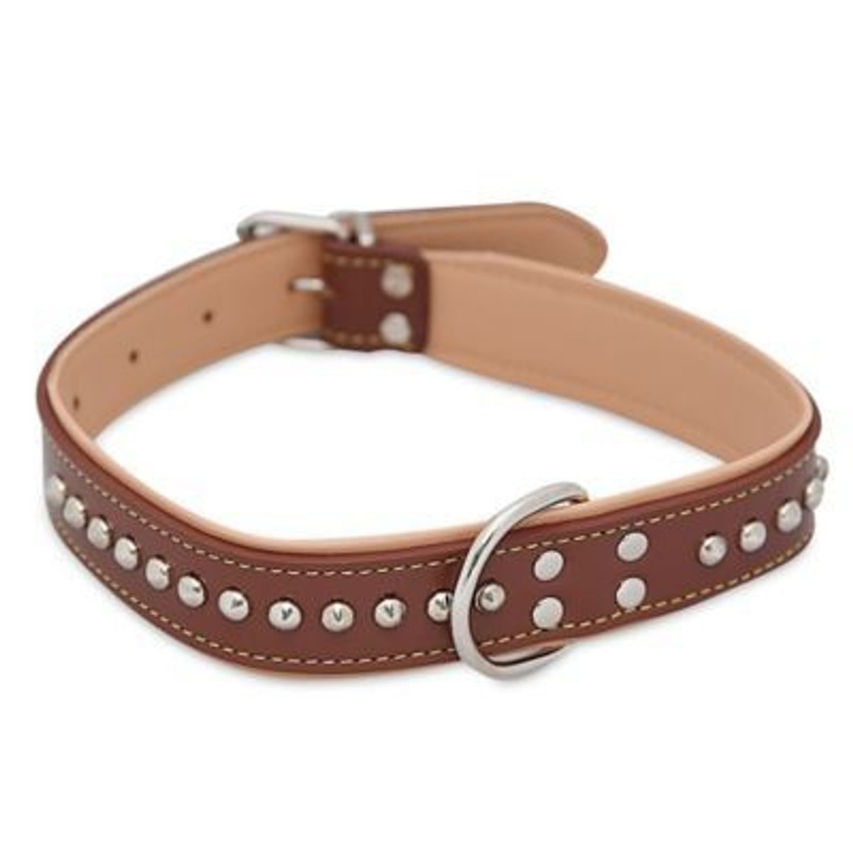 WUF - Collar de Cuero Marrón para Mascota Talla M