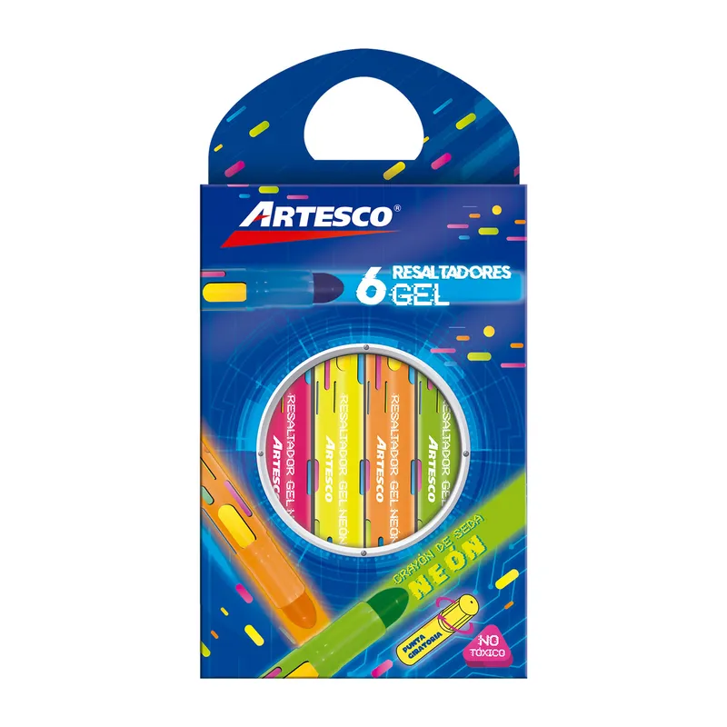 ARTESCO - CRAYON DE SEDA X6UN NEON ESTUCHE