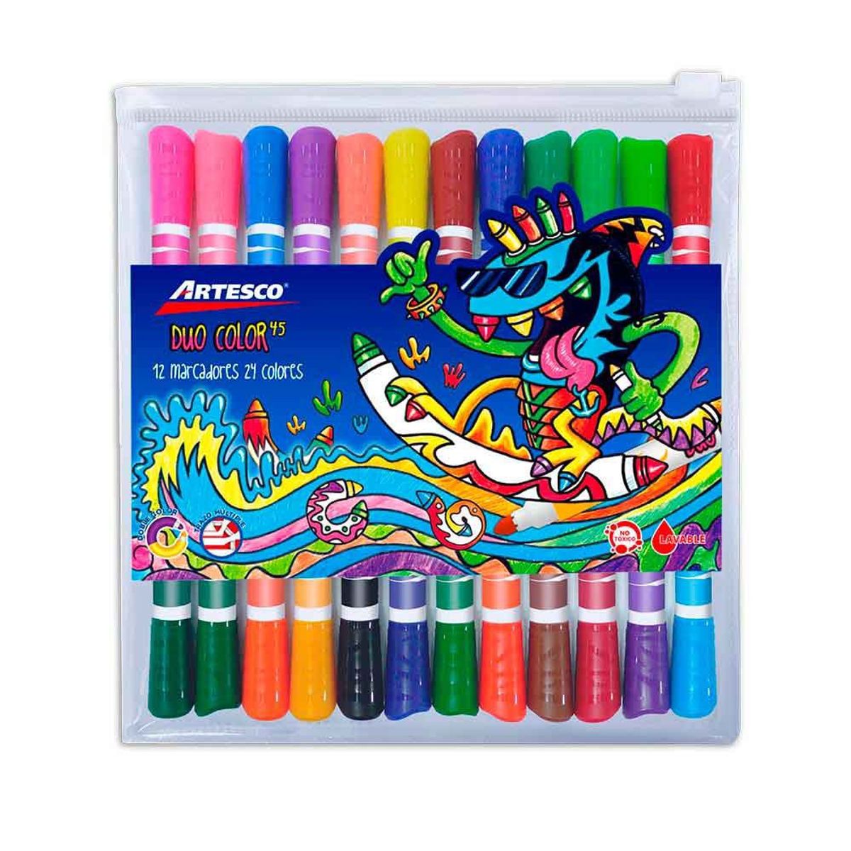 ARTESCO - Plumones Artesco Dúo Color 45 Estuche 24 Und