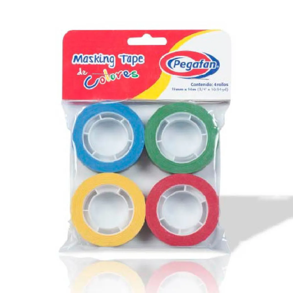 PEGAFAN - Cinta Pegafan Masking Tape De Colores 19mm x 10m Empaque 4 Und