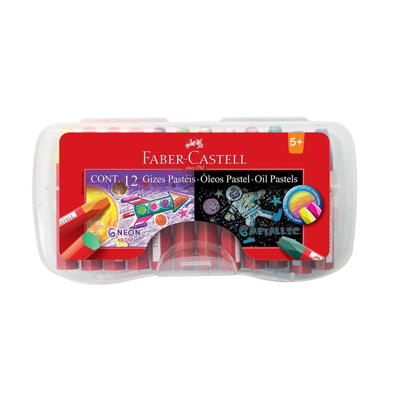FABER CASTELL - Crayones Faber Castell Color Neón y Pastel Estuche 12 Und