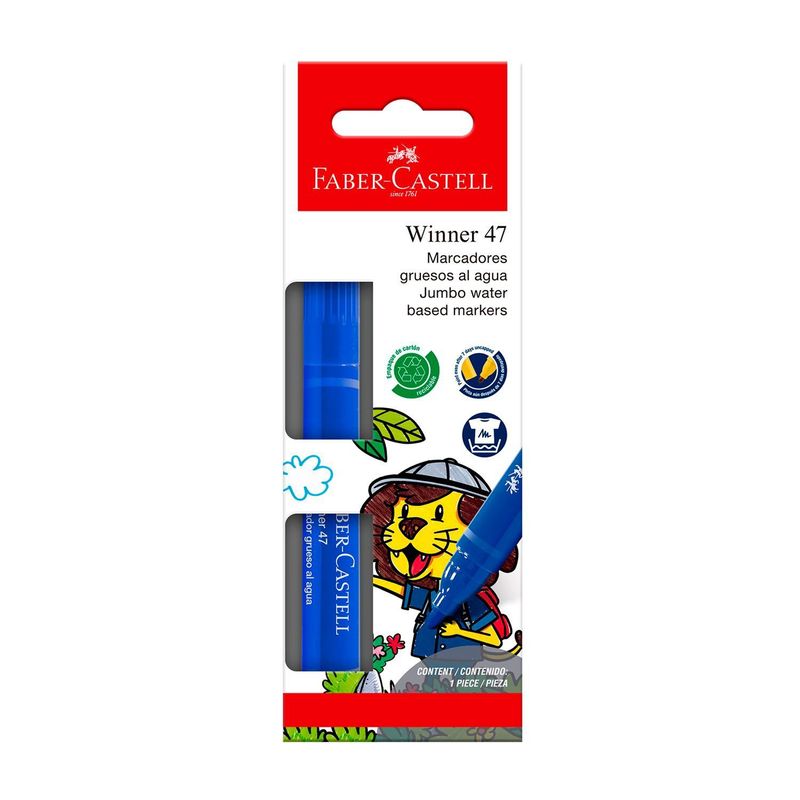FABER CASTELL - Marcador Winner 47 1A Azul Blister X1