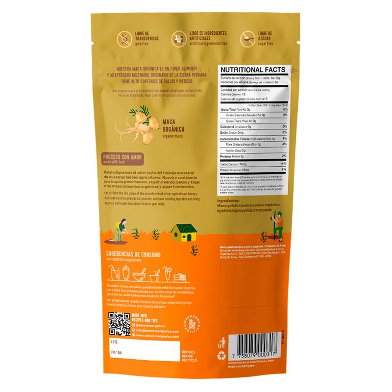 AMERICA ORGANICA - Maca gelatinizada Orgánica America Orgánica 170 g