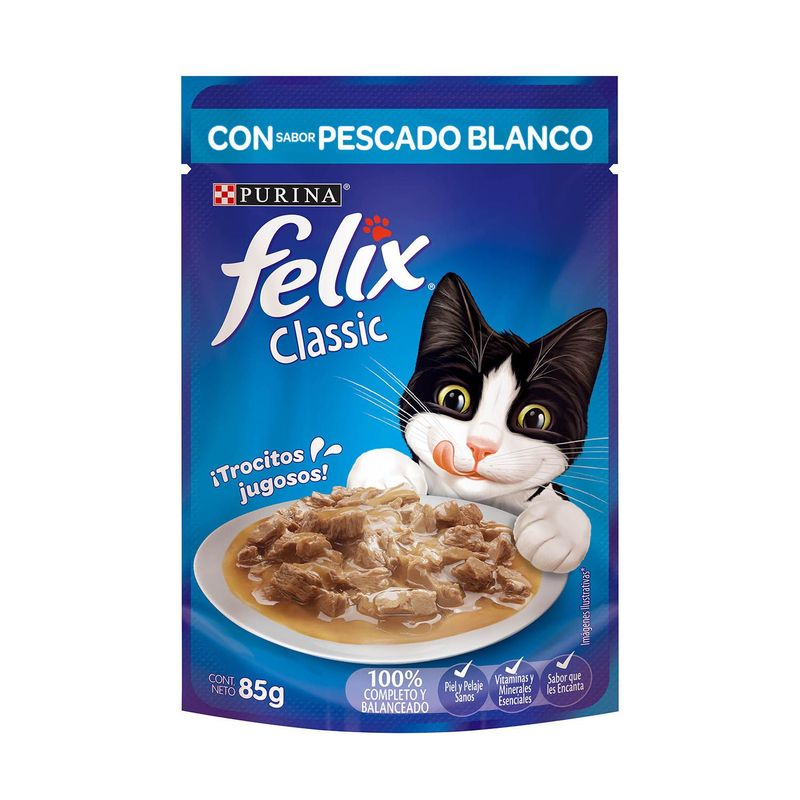FELIX - Alimento húmedo para gatos Felix Classic con Pescado Blanco 85gr