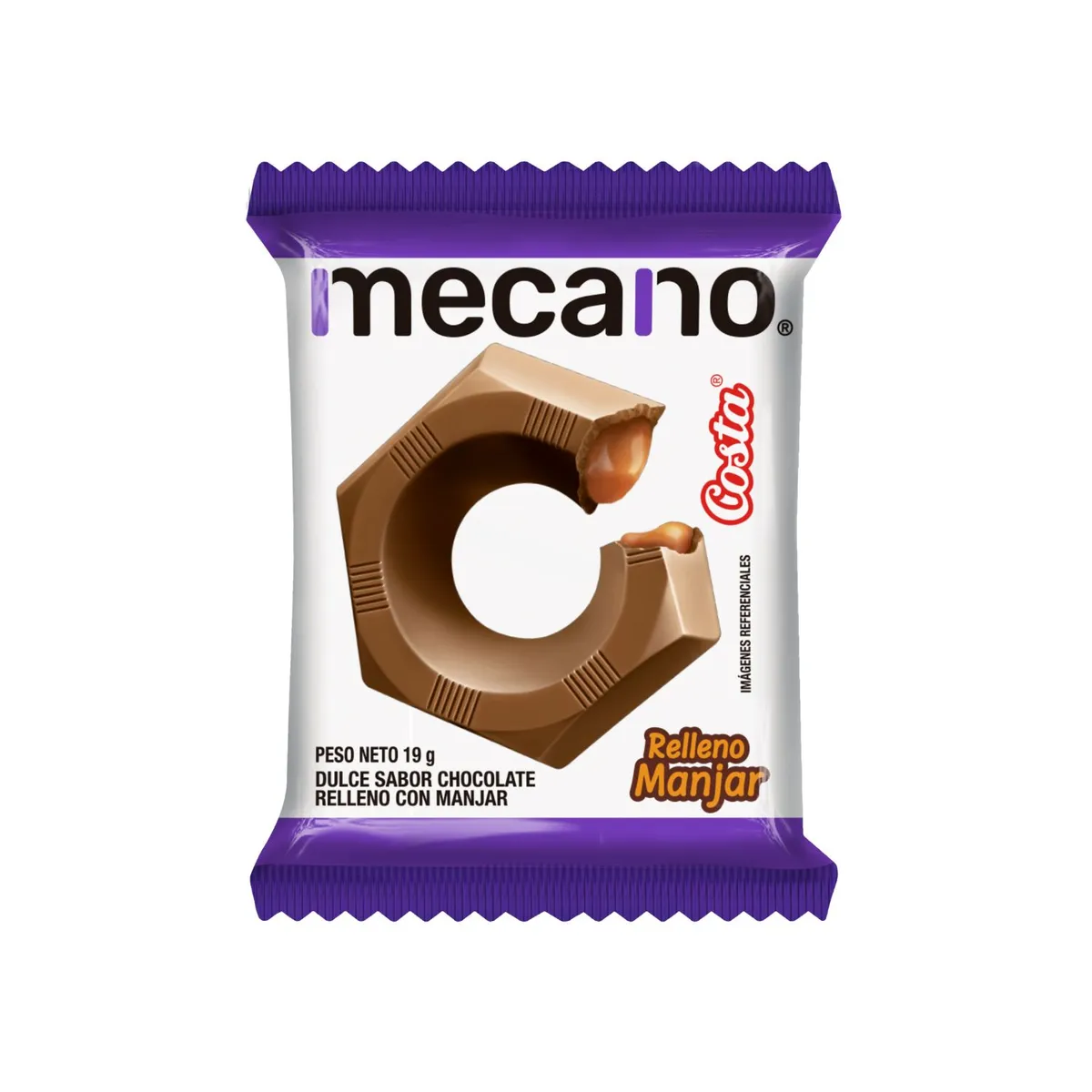 COSTA - Chocolate Costa Mecano con Manjar Empaque 19 g