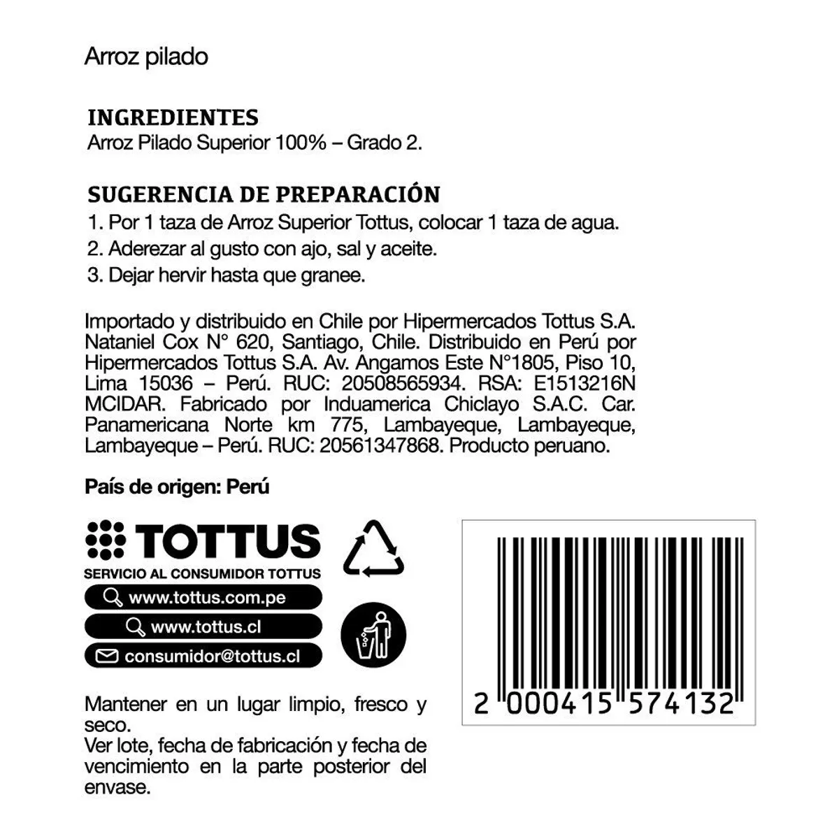TOTTUS - Arroz Superior Tottus Bolsa 10 Kg