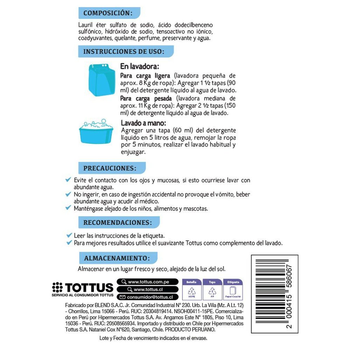 TOTTUS - Detergente Líquido Tottus Ropa Delicada Botella 1 L