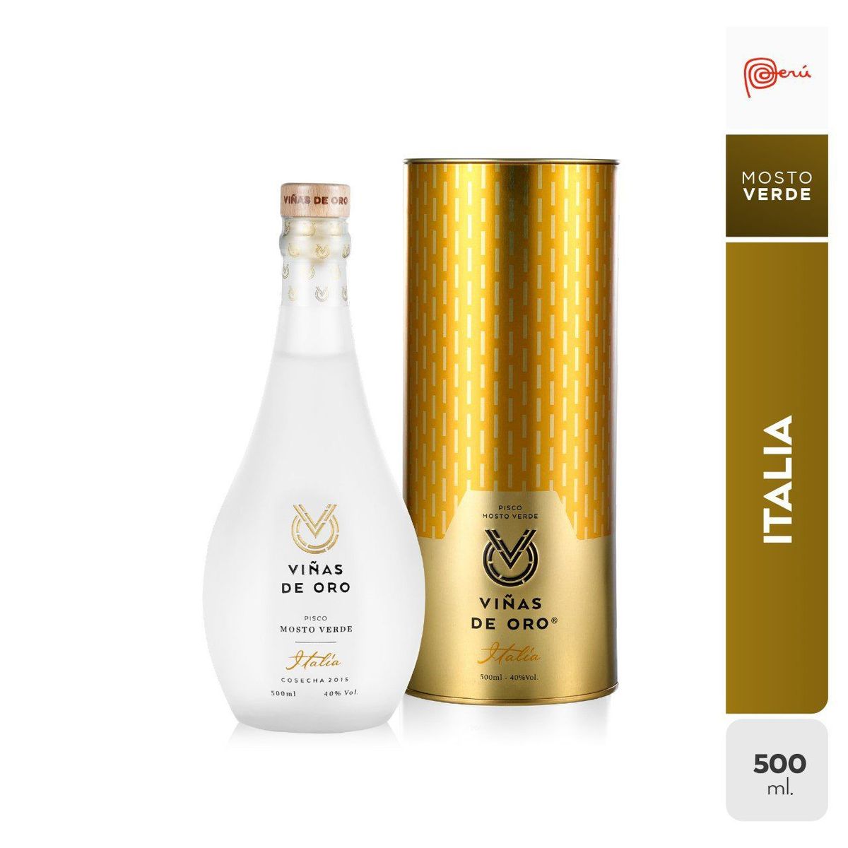 VINAS DE ORO - Pisco Viñas de Oro Mosto Verde Italia Botella 500 mL