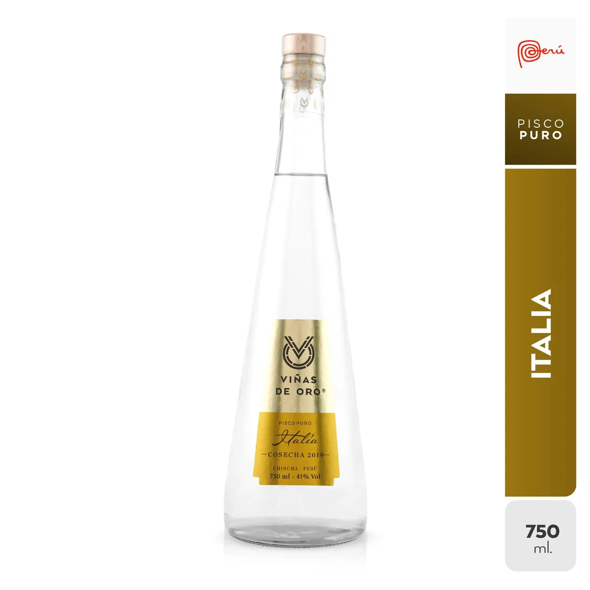 VINAS DE ORO - Pisco Viñas de Oro Puro Italia Botella 750 mL