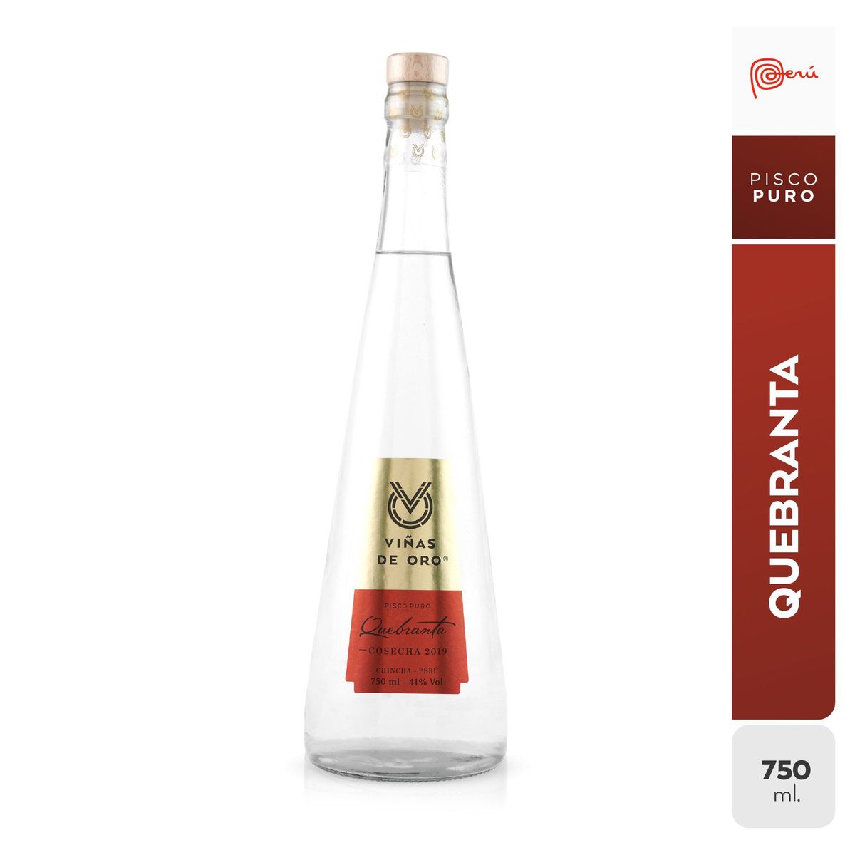 VINAS DE ORO - Pisco Viñas de Oro Puro Quebranta Botella 750 mL
