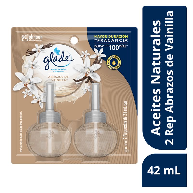 GLADE - Repuesto Ambientador Aceite Glade Abrazos Vainilla Pack 2 Envase 21 mL