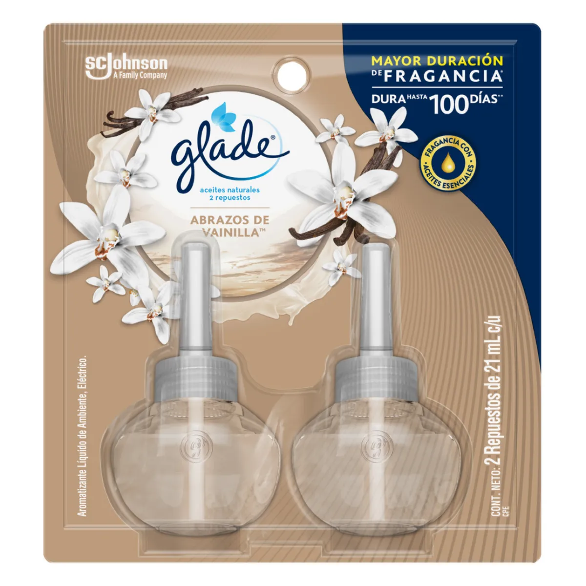 GLADE - Repuesto Aceite Perfumado Glade Abrazos Vainilla Empaque 2 Und