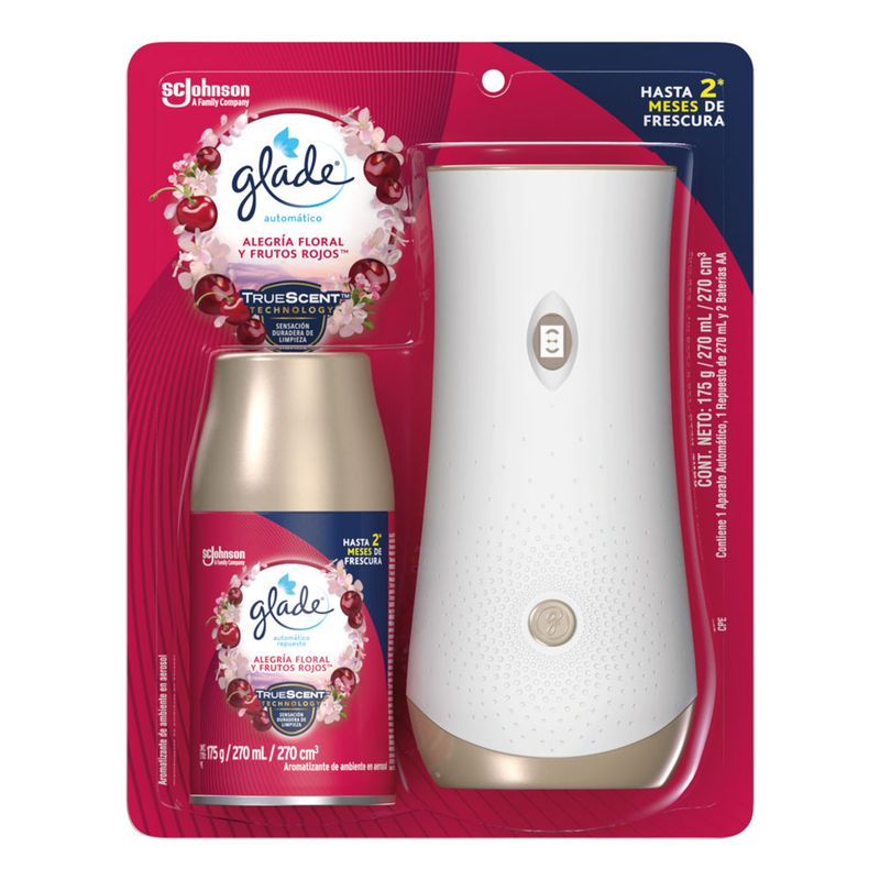 GLADE - Ambientador Glade Automático Alegría Floral Frutos Rojos Envase 270 mL