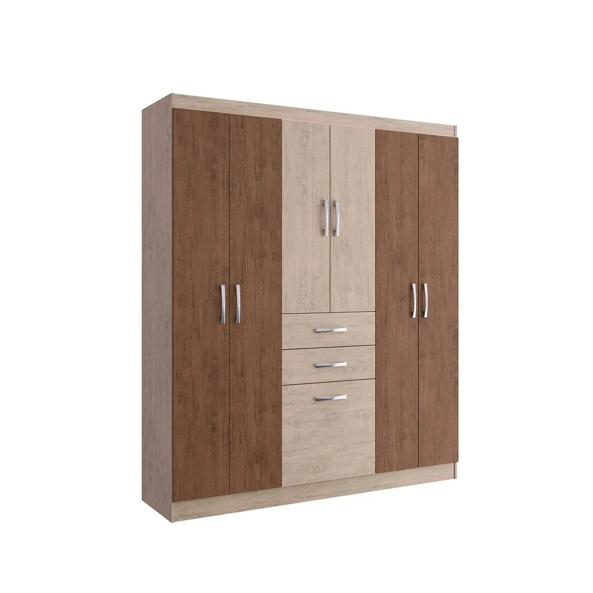 PRECIO UNO - Ropero 6 Puertas 2 Cajones Fendy Amendoa