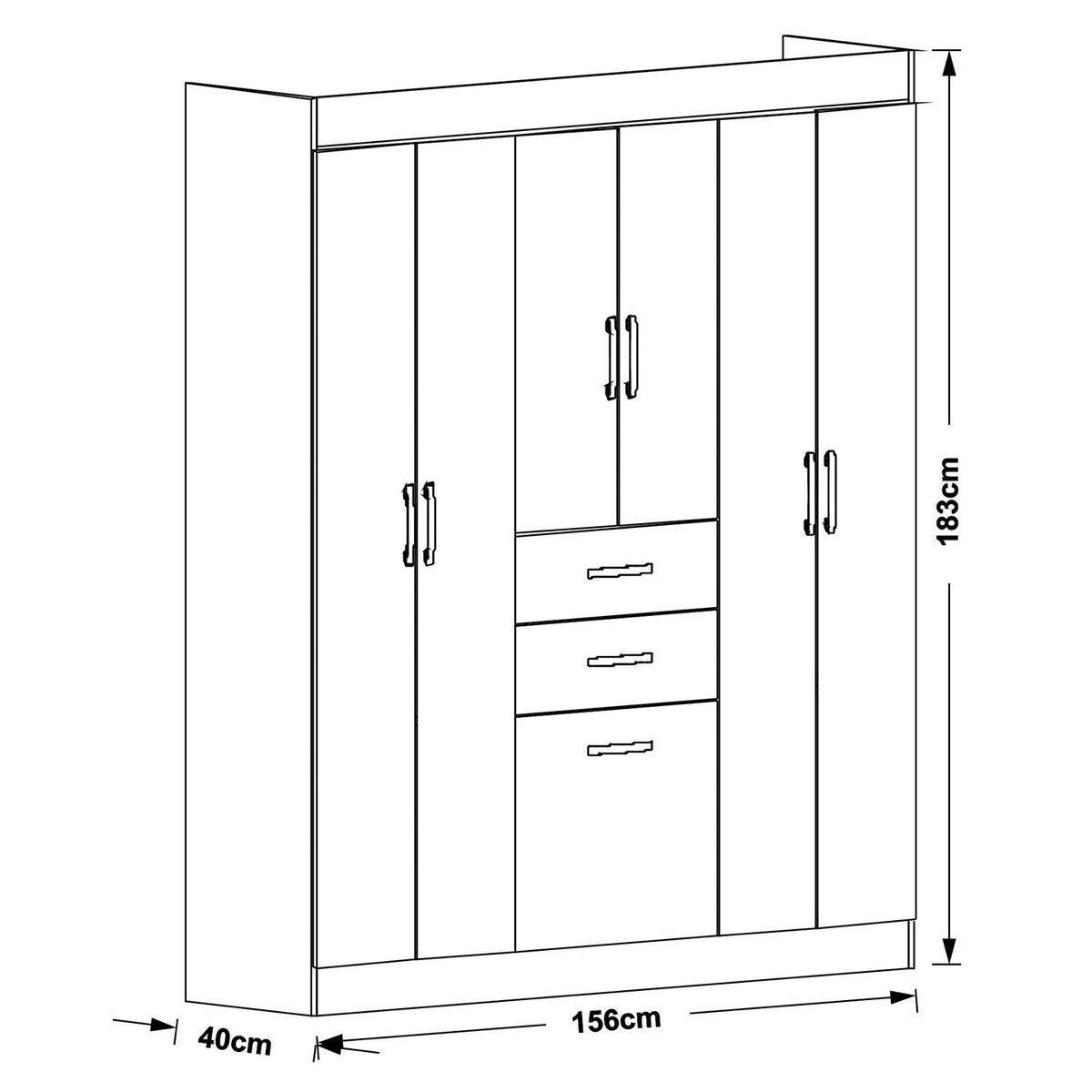 PRECIO UNO - Ropero 6 Puertas 2 Cajones Fendy Amendoa