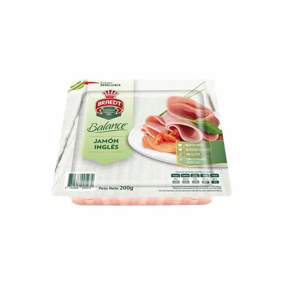 BRAEDT - Jamón Inglés Braedt Balance Empaque 200 g