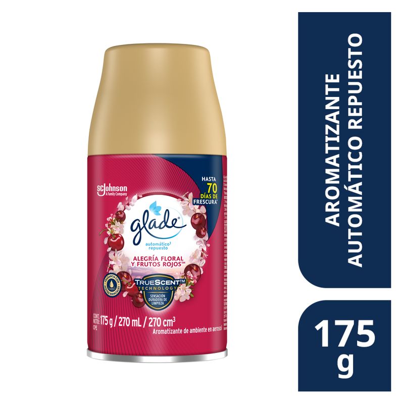 GLADE - Repuesto Ambientador Automático Glade Alegría Floral Y Frutos Rojos Lata 270 mL