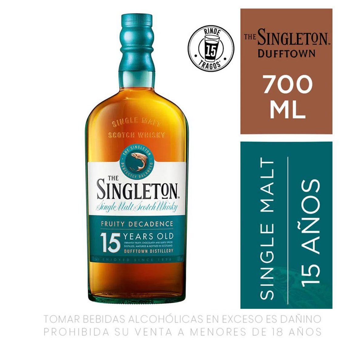 SINGLETON - Whisky The Singleton Dufftown 15 Años Botella 750 mL