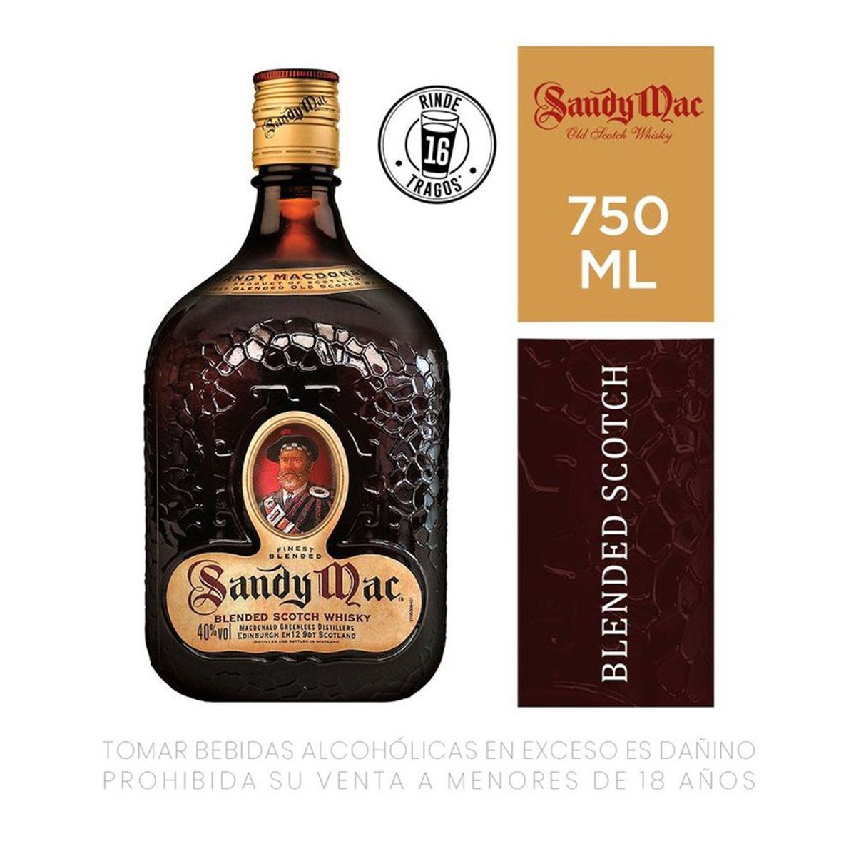 SANDY MAC - Whisky Sandy Mac Añejo Escocés Botella 750 mL
