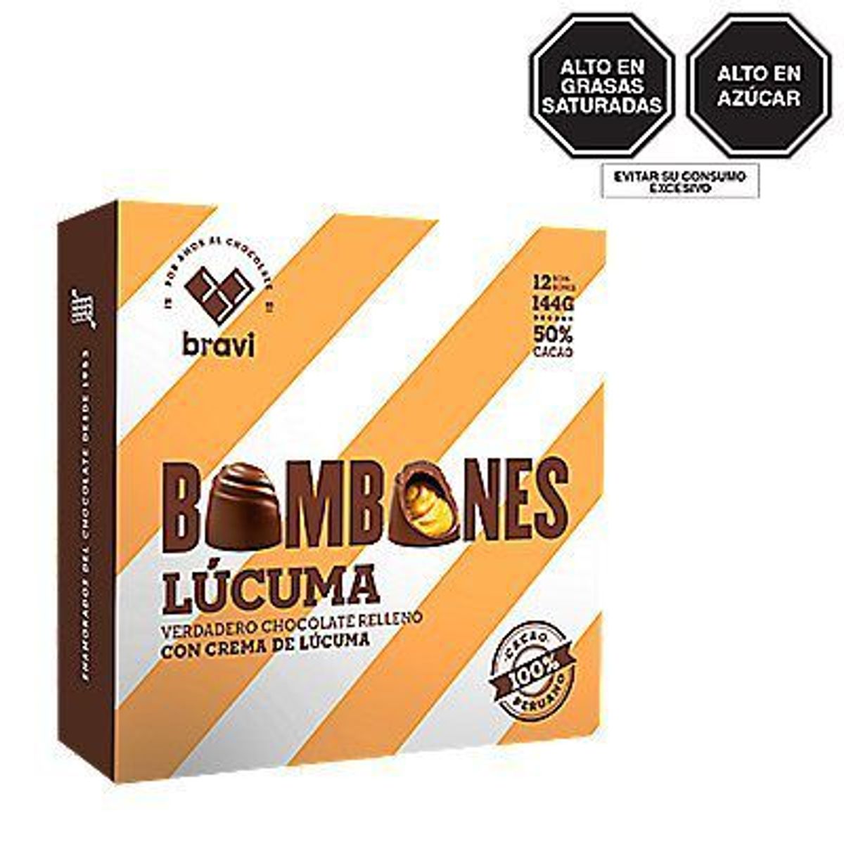 BRAVI - Bombones Chocolate Lucuma Di Perugia 12 g x 12 Unidades