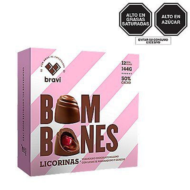 BRAVI - Bombones Chocolate Licorina Cereza Di Perugia 12 g  x 12 Unidades