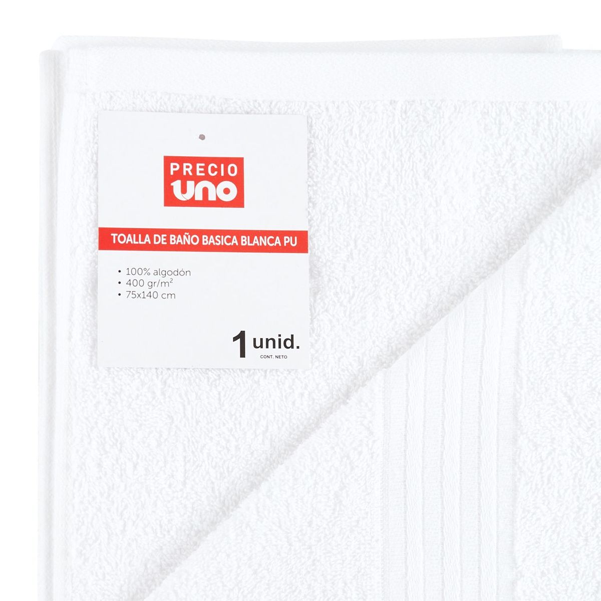 PRECIO UNO - Toalla de Baño Basica Blanca Pu