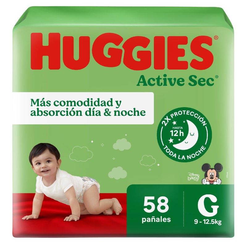 HUGGIES - Pañales Huggies Active Sec Xtra Flex Huggies Talla G Empaque 58 Und