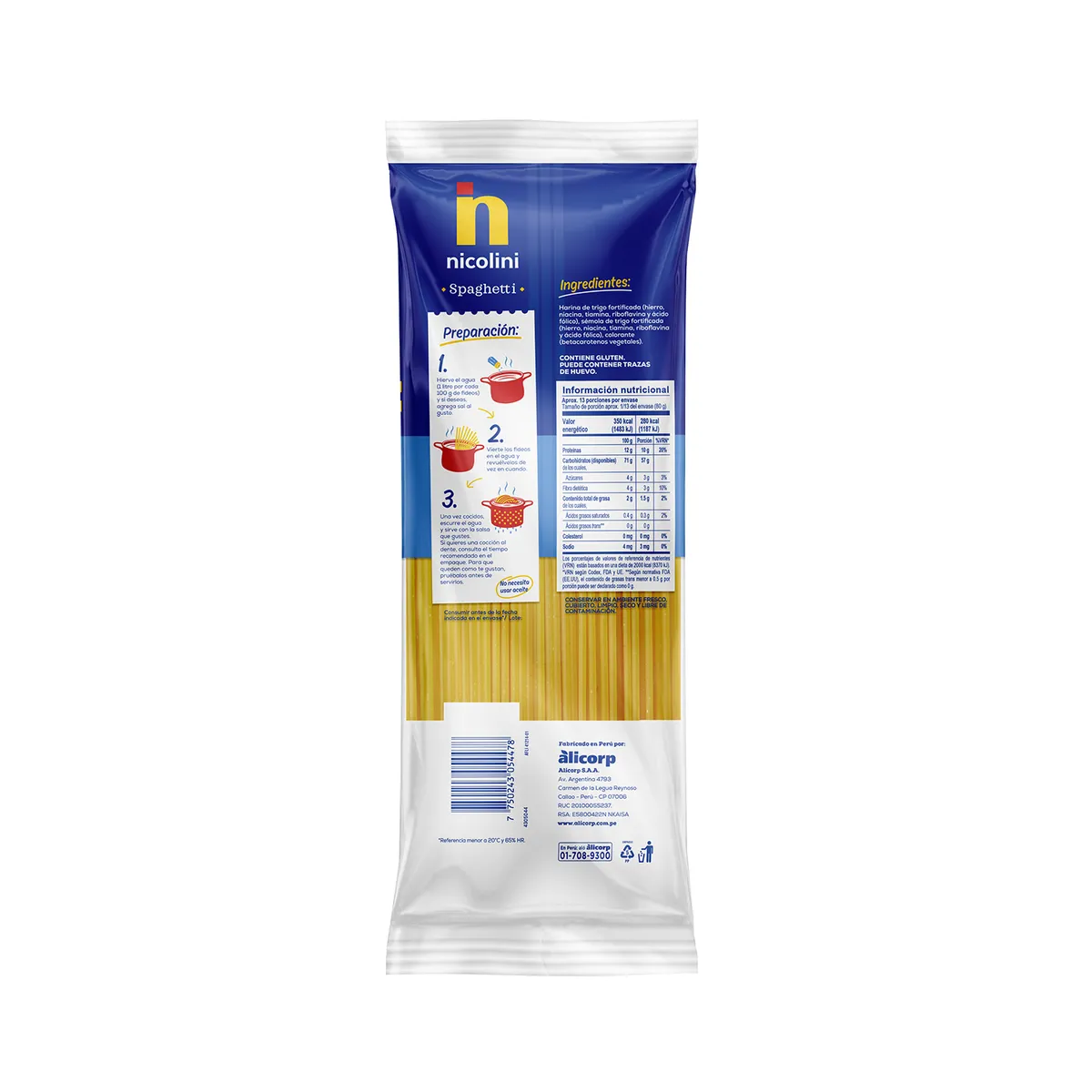 NICOLINI - Fideo Spaghetti Nicolini Bolsa 1 Kg