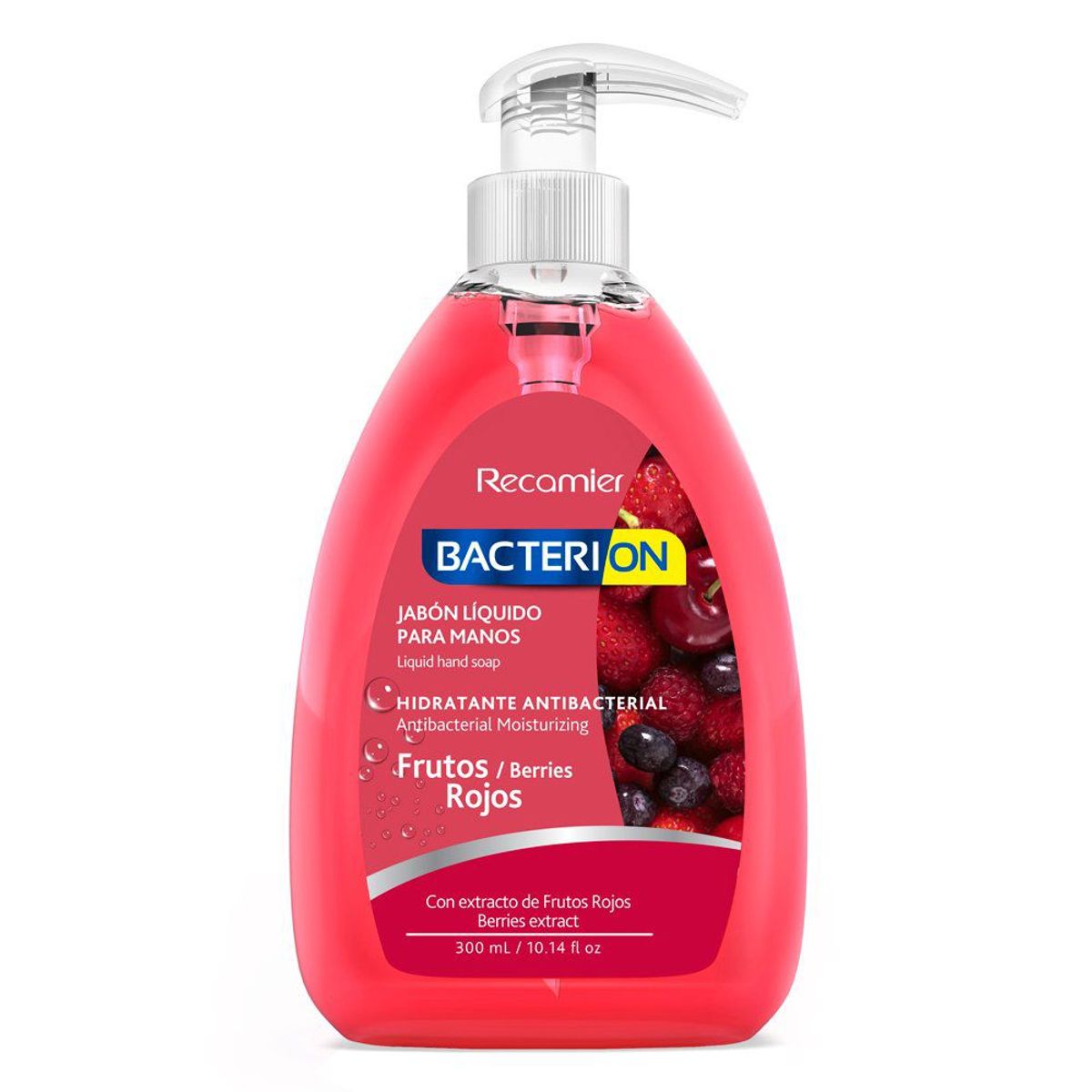 BACTERION - Jabón Líquido Bacterion Para Mano Frutos Rojos Envase 300 mL