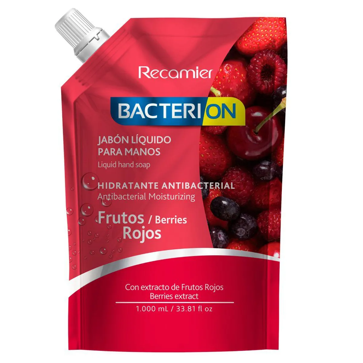 BACTERION - Jabón Líquido Bacterion Frutos Rojos Doypack 1 L